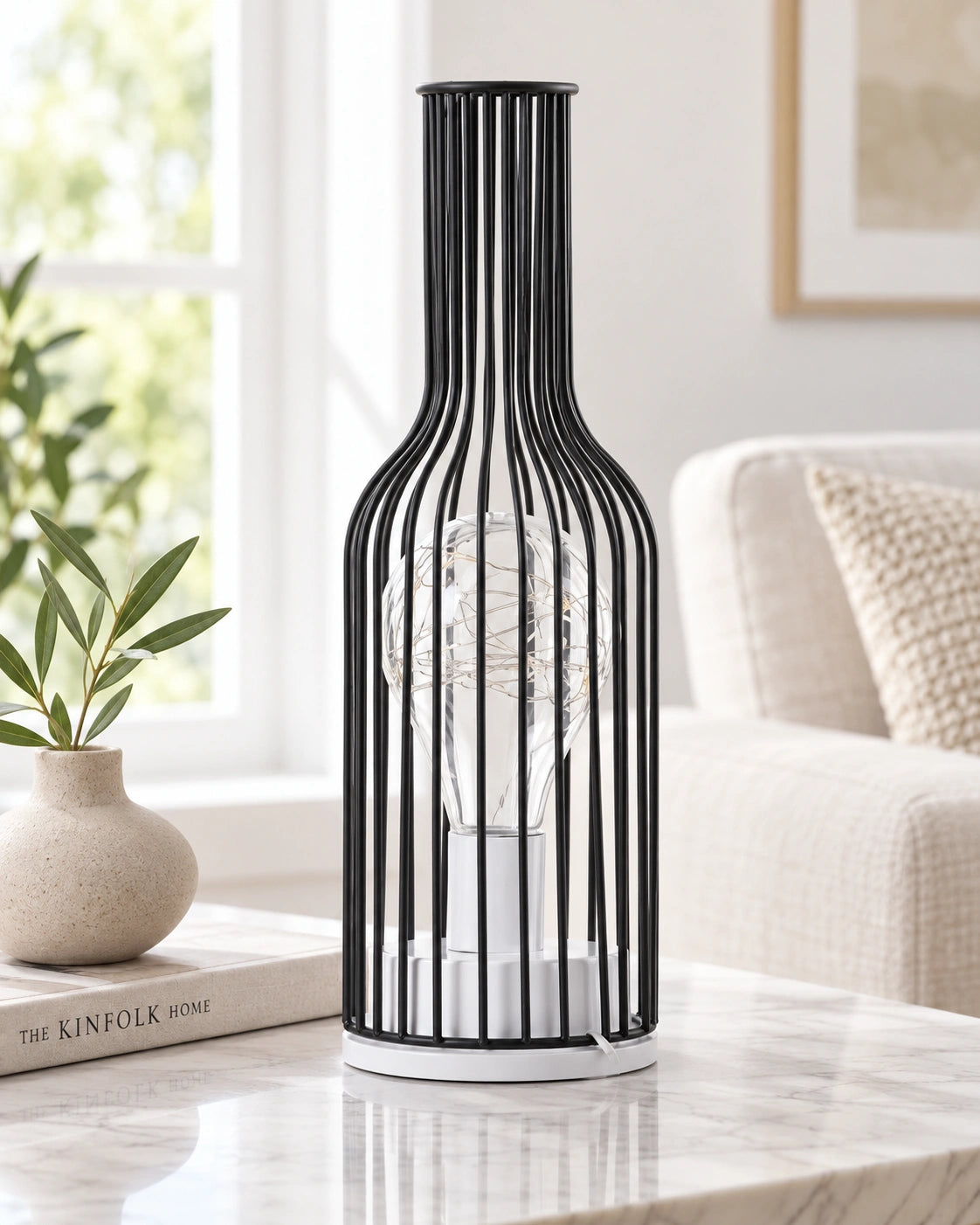 Lampe de chevet en métal noir bouteille
