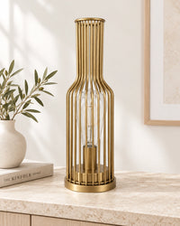Lampe de chevet en métal doré bouteille