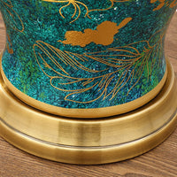 Lampe de chevet en céramique émeraude et or