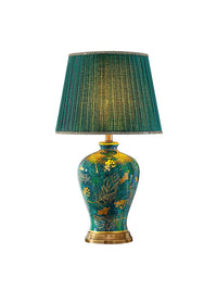 Lampe de chevet en céramique émeraude et or