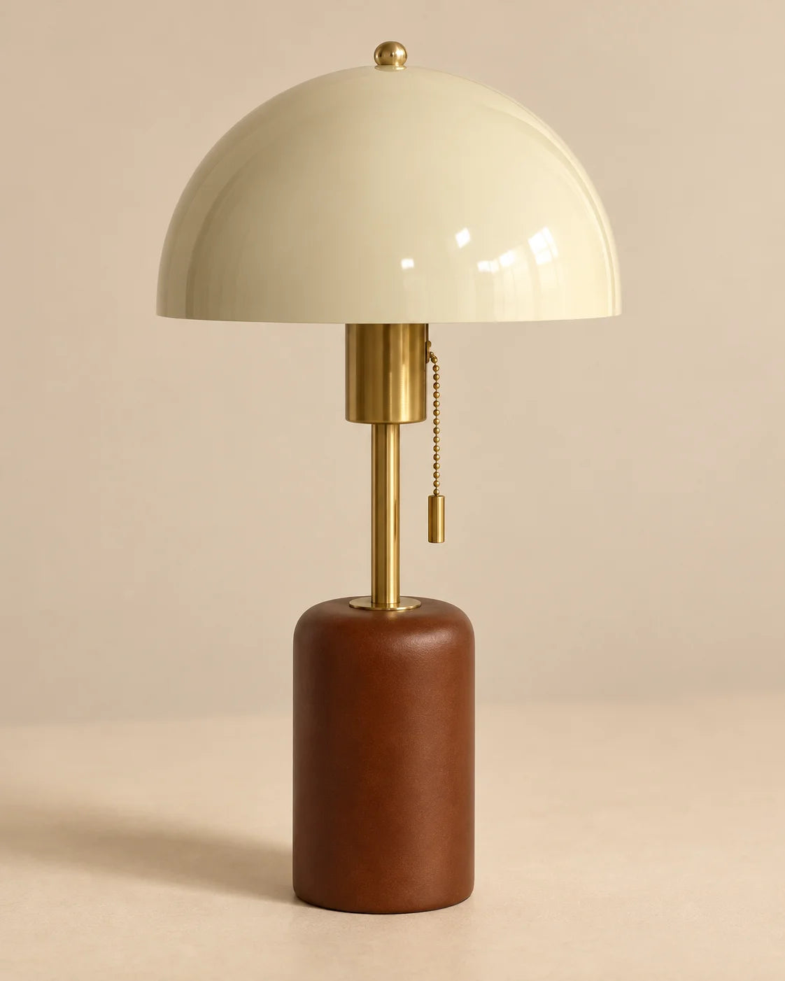 Lampe de chevet rétro bois et dorée champignon