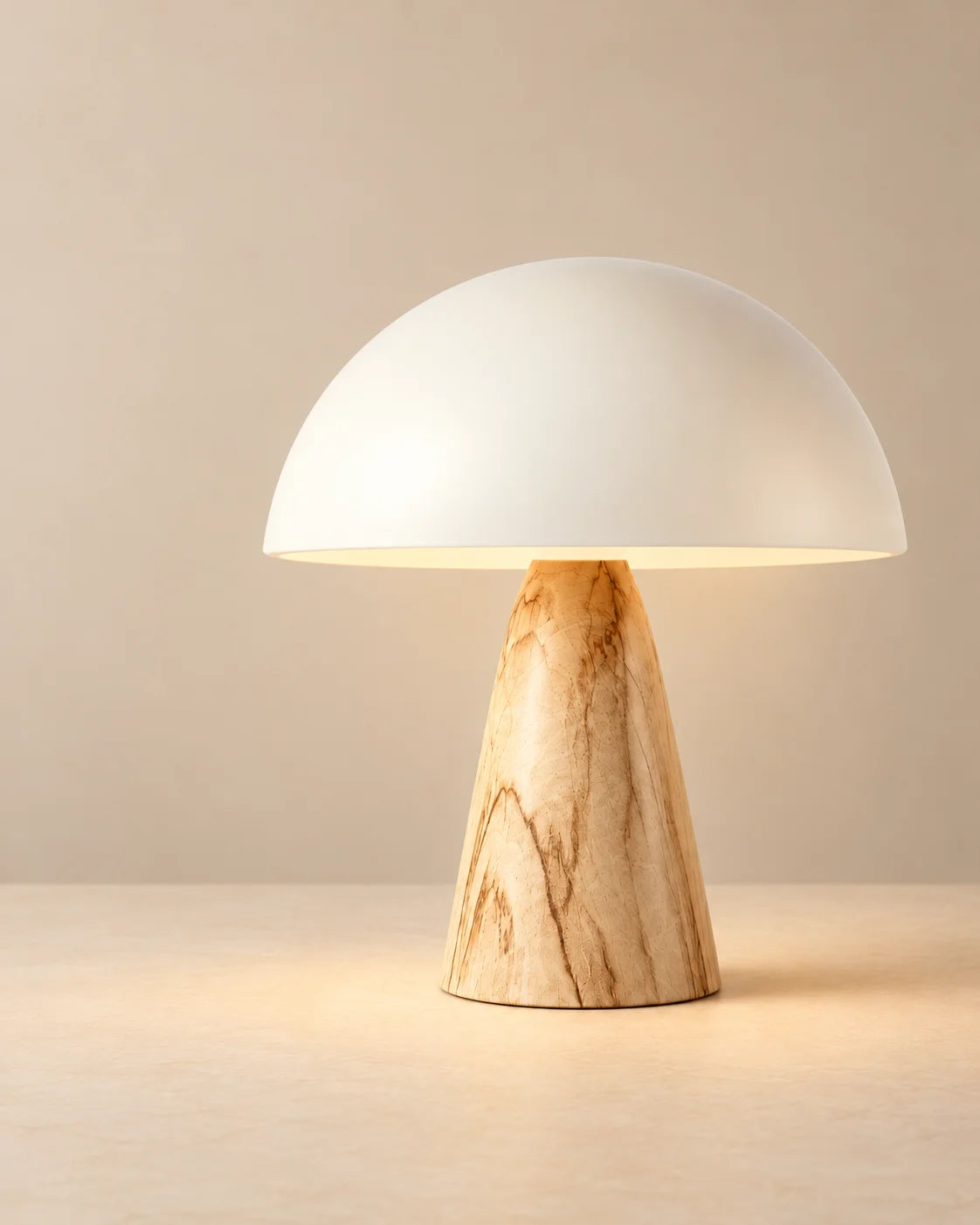 Lampe de chevet champignon sur pied beige