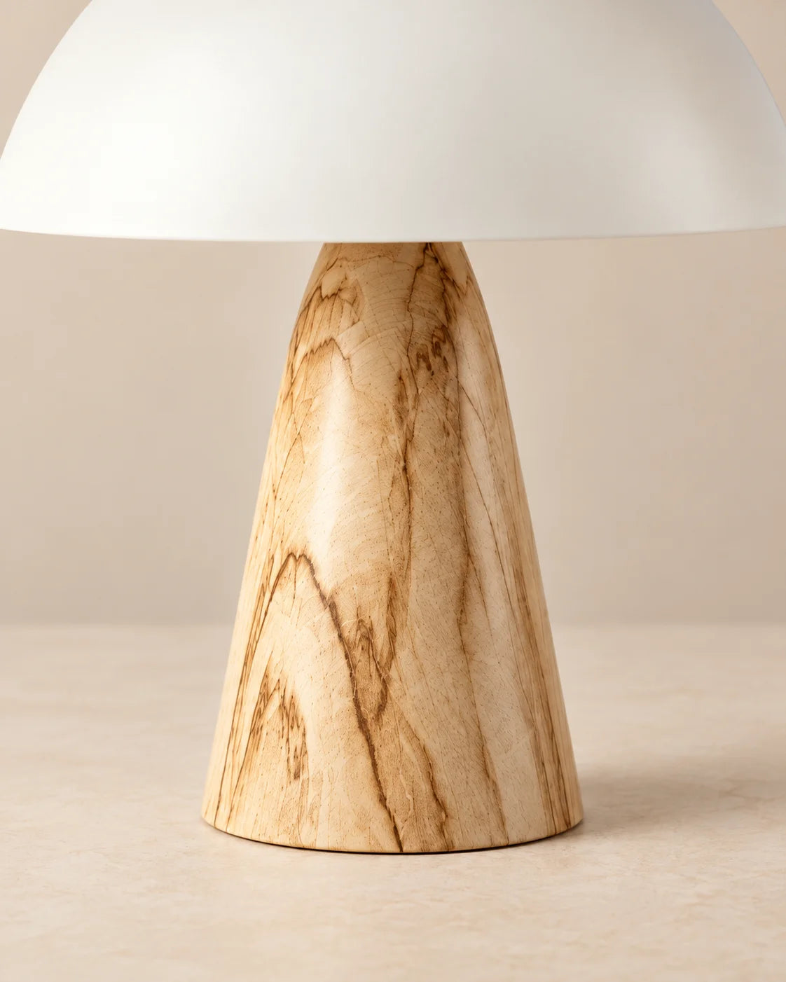 Lampe de chevet champignon sur pied beige