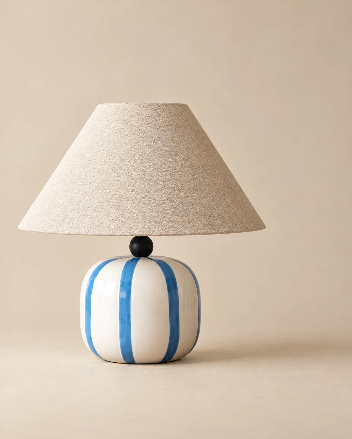 Lampe de chevet ronde bleu et blanche