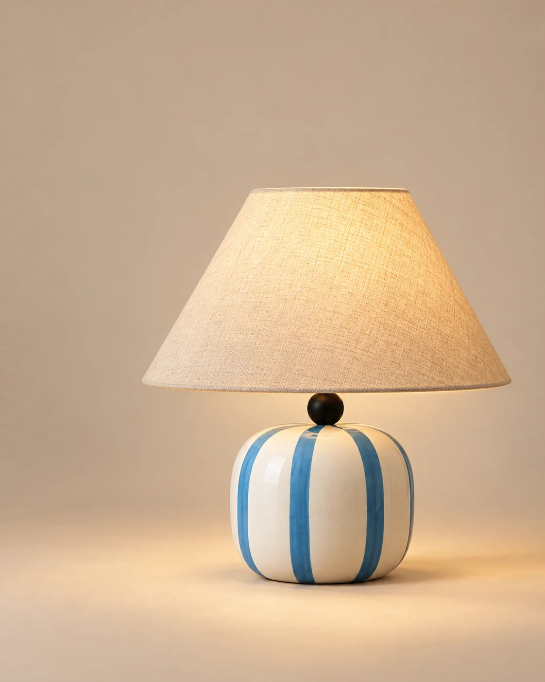 Lampe de chevet ronde bleu et blanche