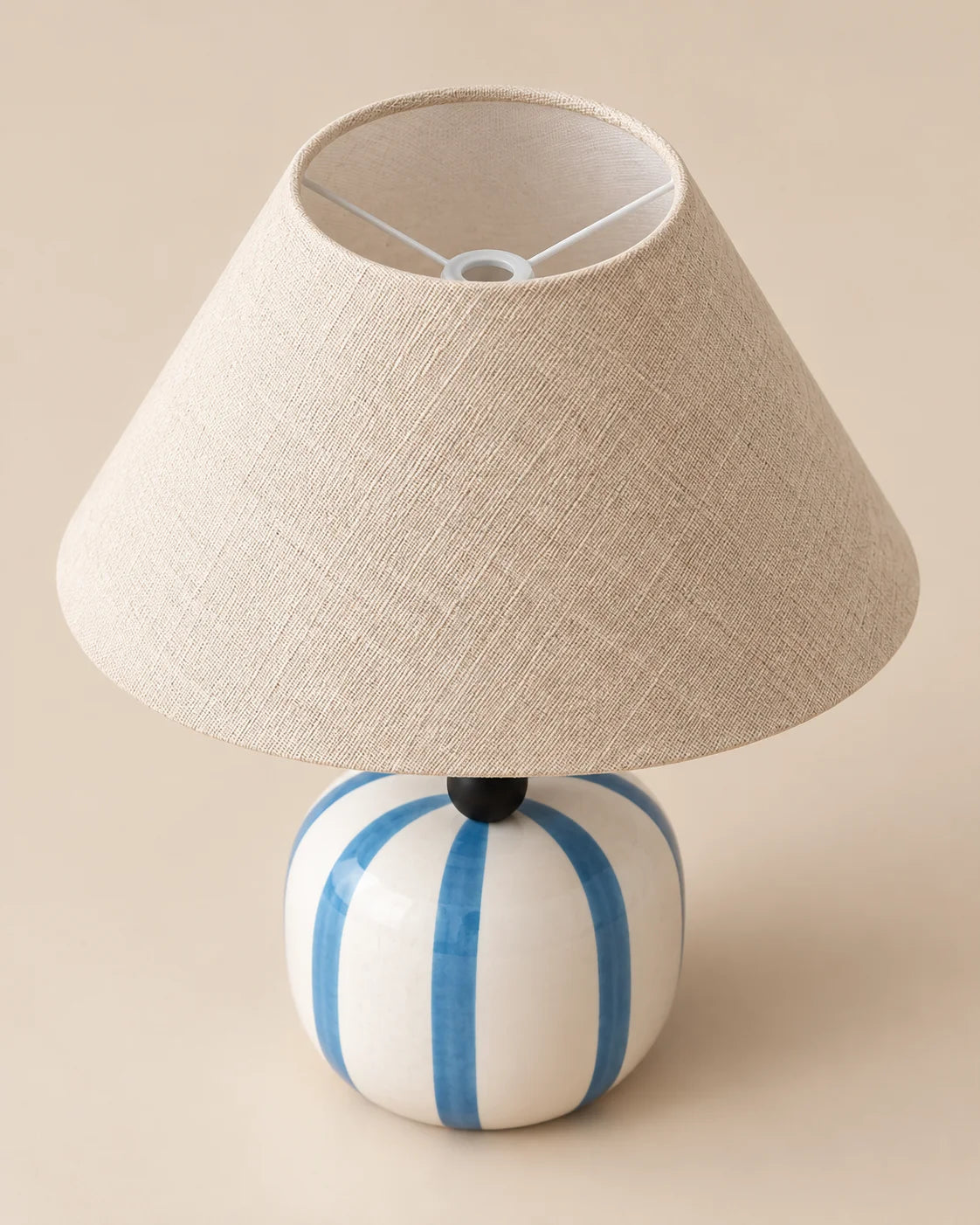 Lampe de chevet ronde bleu et blanche