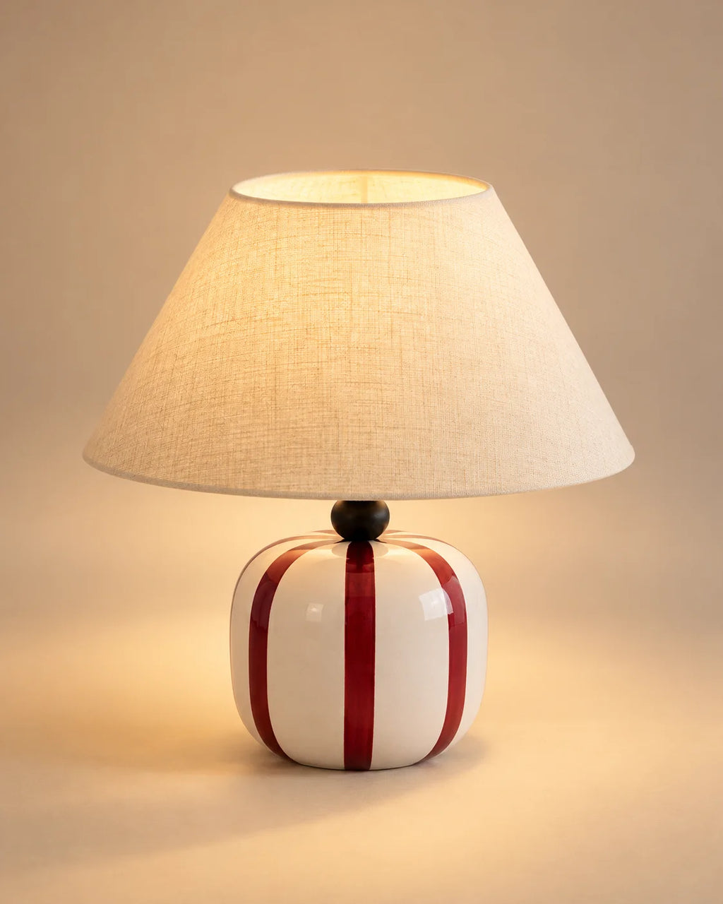 Lampe de chevet ronde rouge et blanche