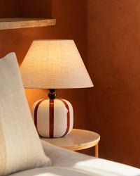 Lampe de chevet ronde rouge et blanche