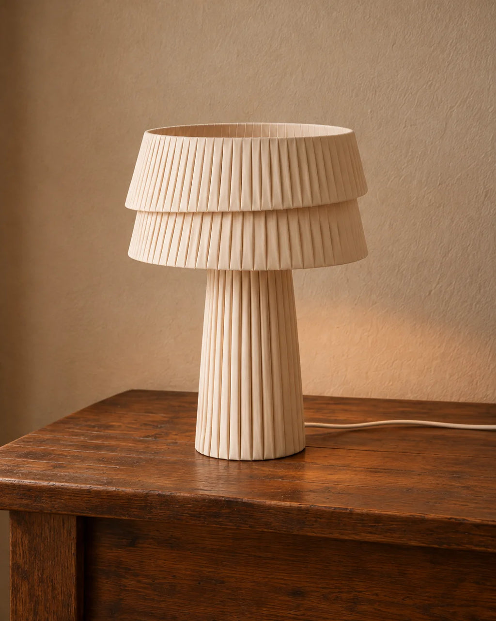 Lampe de chevet plissée ivoire