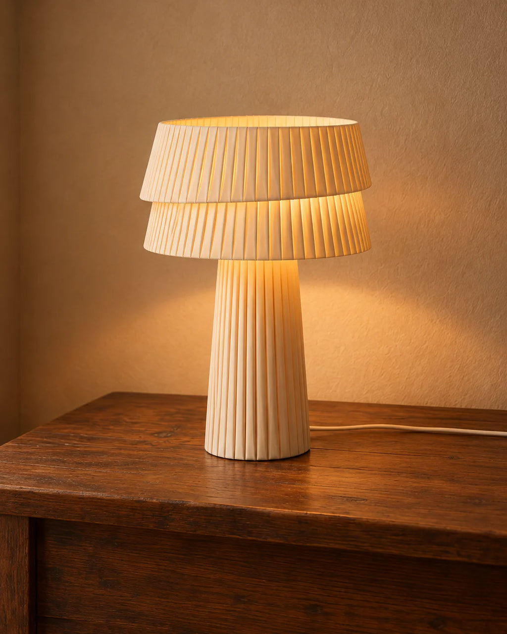 Lampe de chevet plissée ivoire
