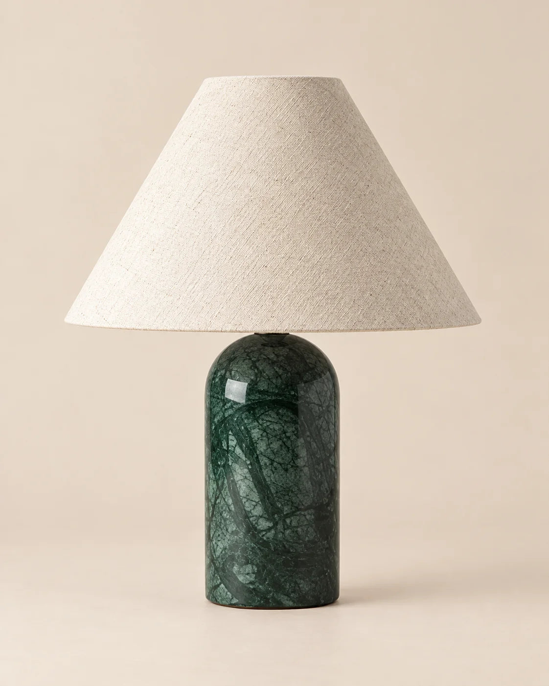 Lampe de chevet en marbre vert et abat jour blanc