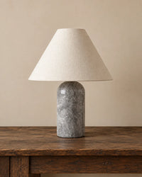 Lampe de chevet en marbre gris et abat jour blanc