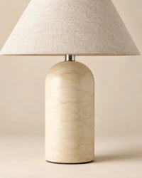 Lampe de chevet en marbre beige et abat jour blanc