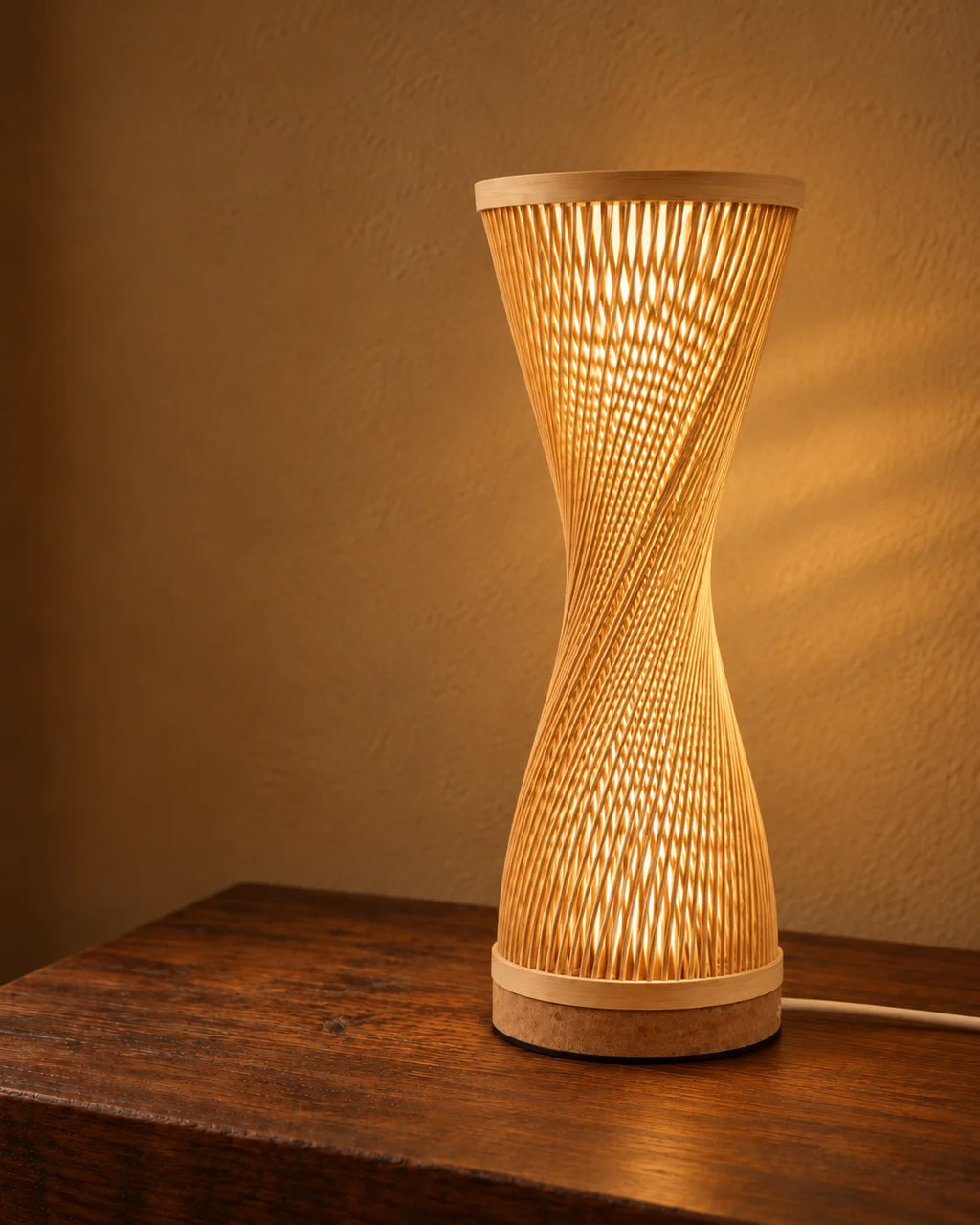 Lampe de chevet en bambou cylindrique