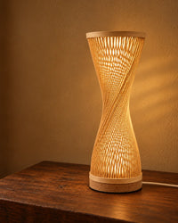 Lampe de chevet en bambou cylindrique