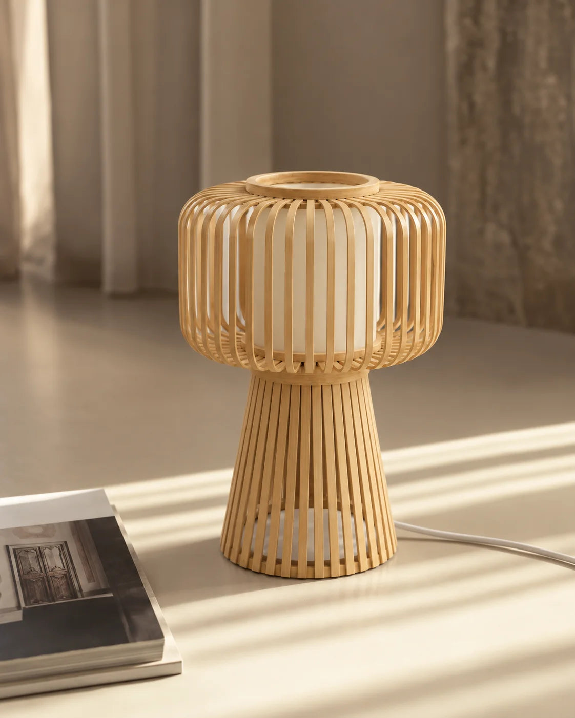 Lampe de chevet en bambou style bohème