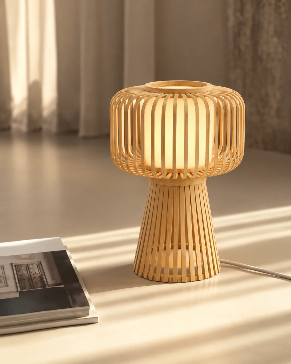 Lampe de chevet en bambou style bohème