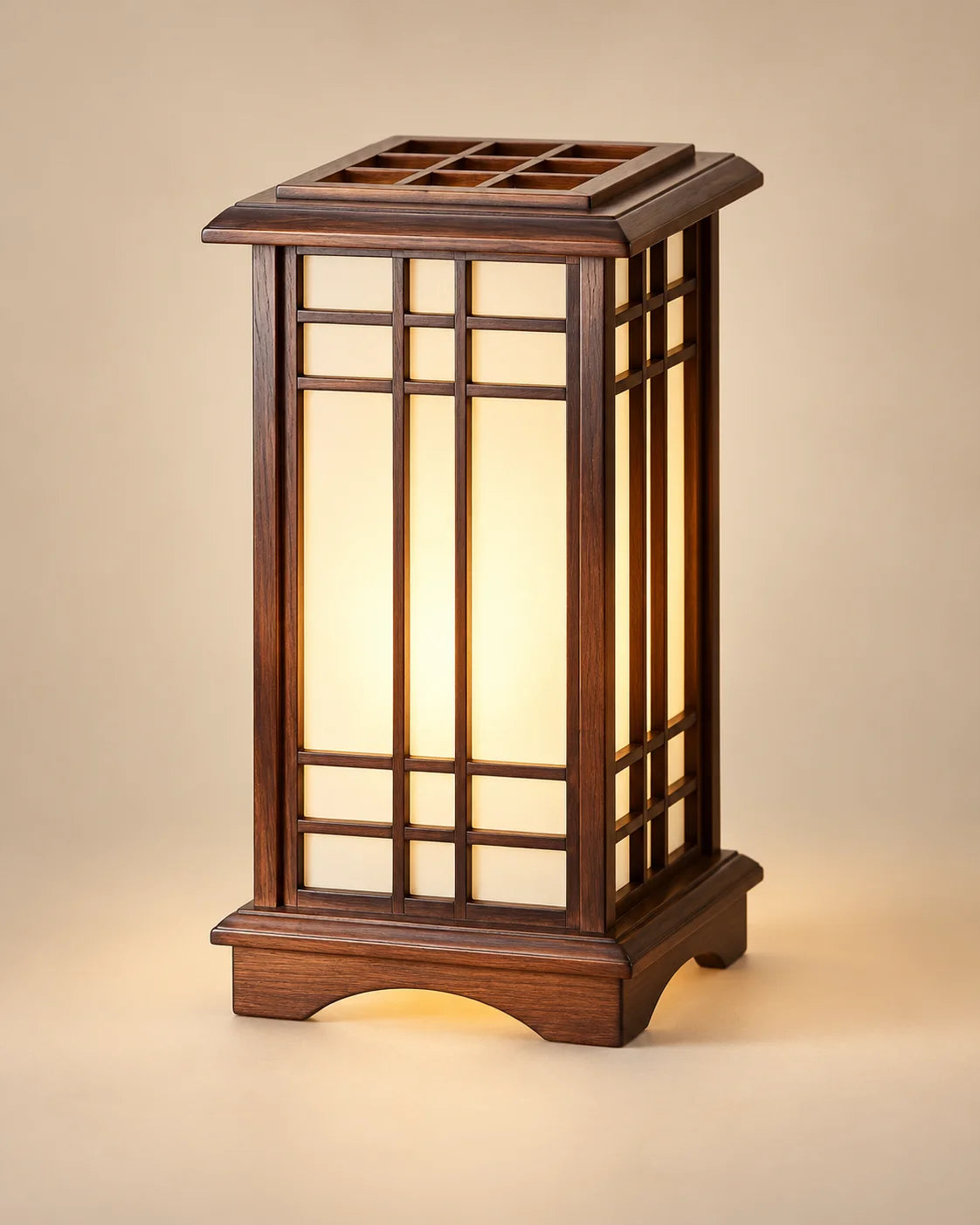 Lampe de chevet andon en bois foncé
