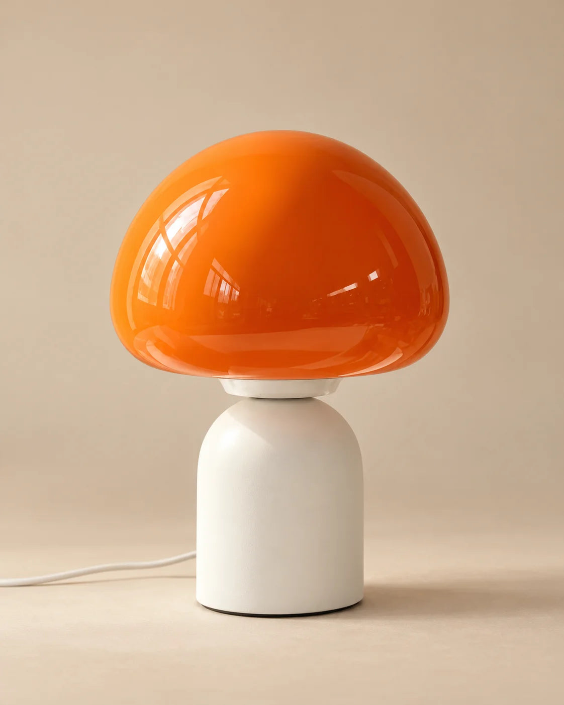 Lampe de chevet champignon tactile en verre orange