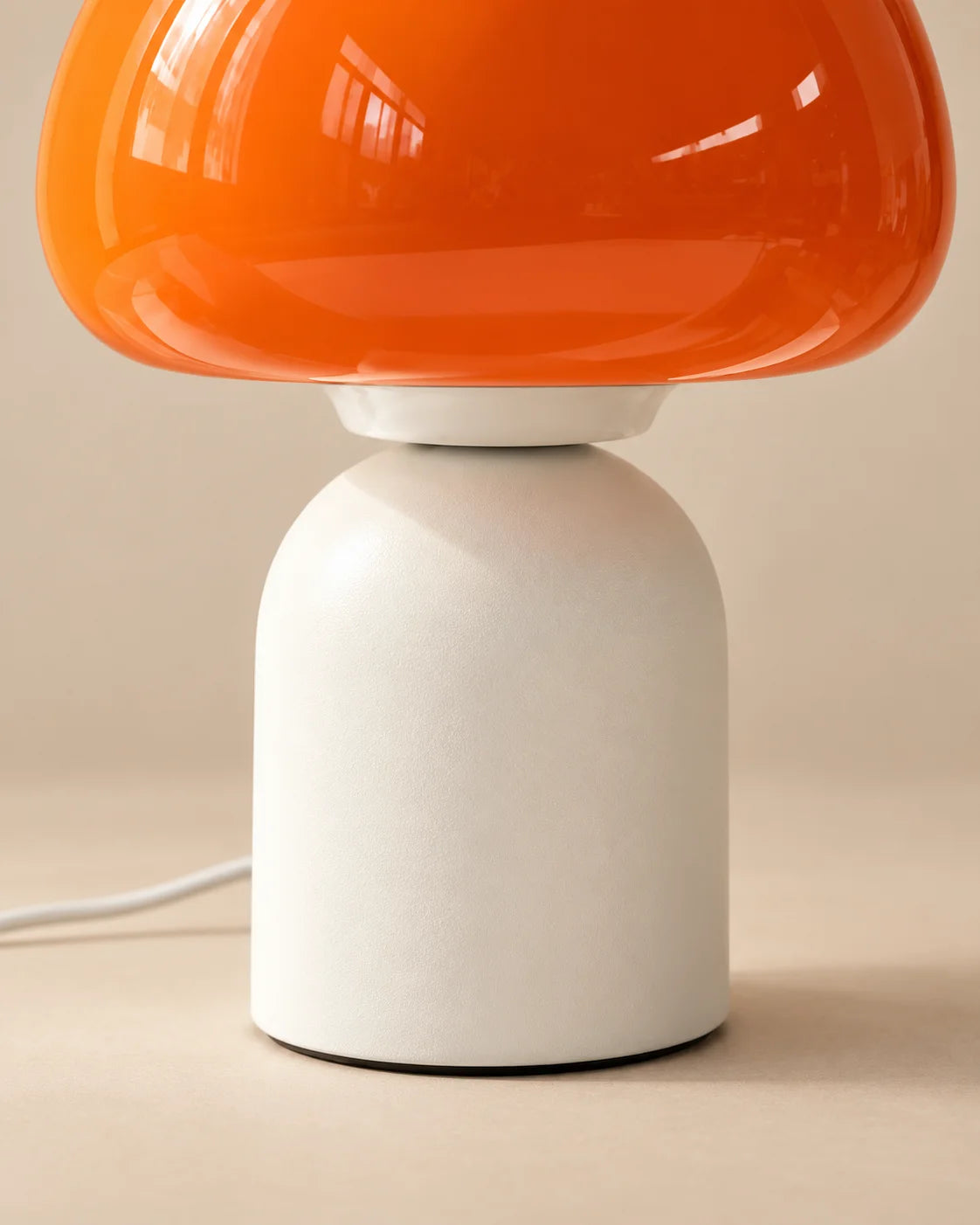 Lampe de chevet champignon tactile en verre orange