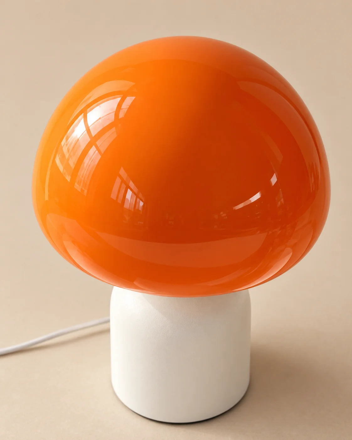 Lampe de chevet champignon tactile en verre orange
