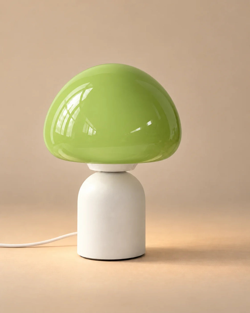Lampe de chevet champignon tactile en verre vert pastel