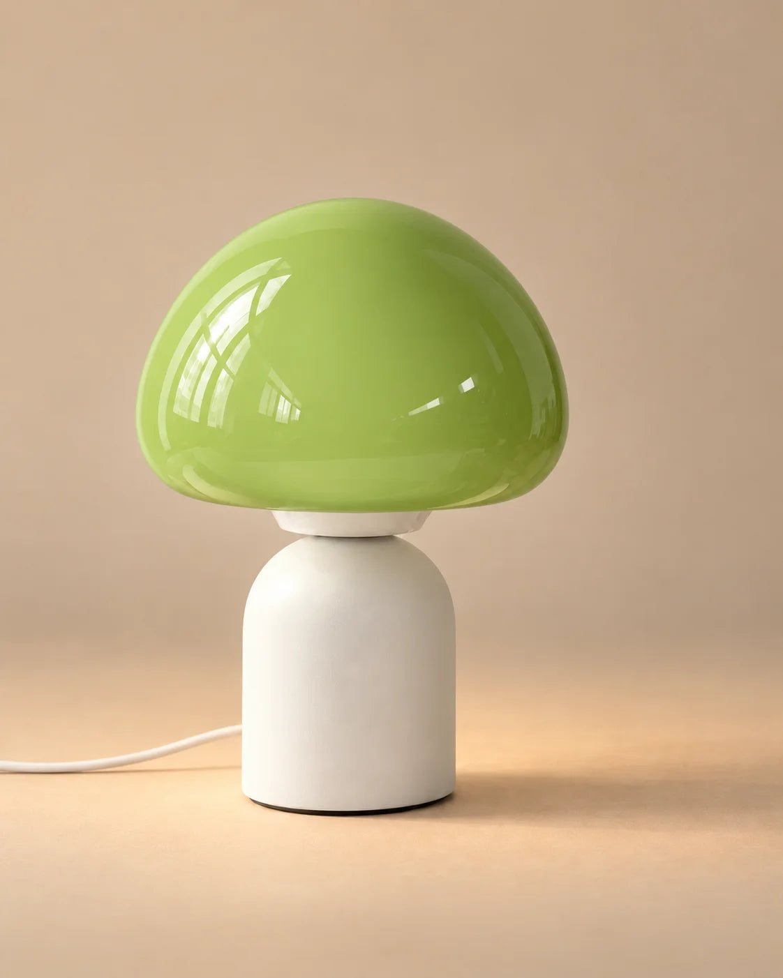 Lampe de chevet champignon tactile en verre vert pastel