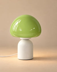 Lampe de chevet champignon tactile en verre vert pastel