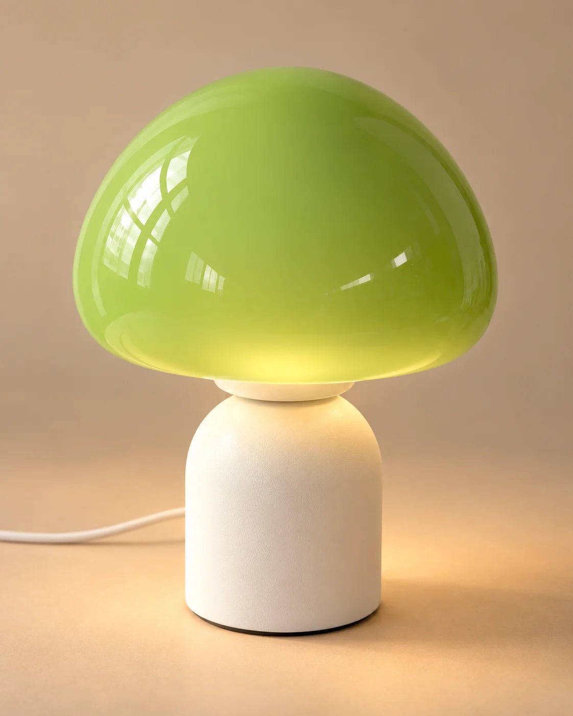 Lampe de chevet champignon tactile en verre vert pastel