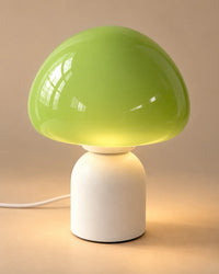 Lampe de chevet champignon tactile en verre vert pastel