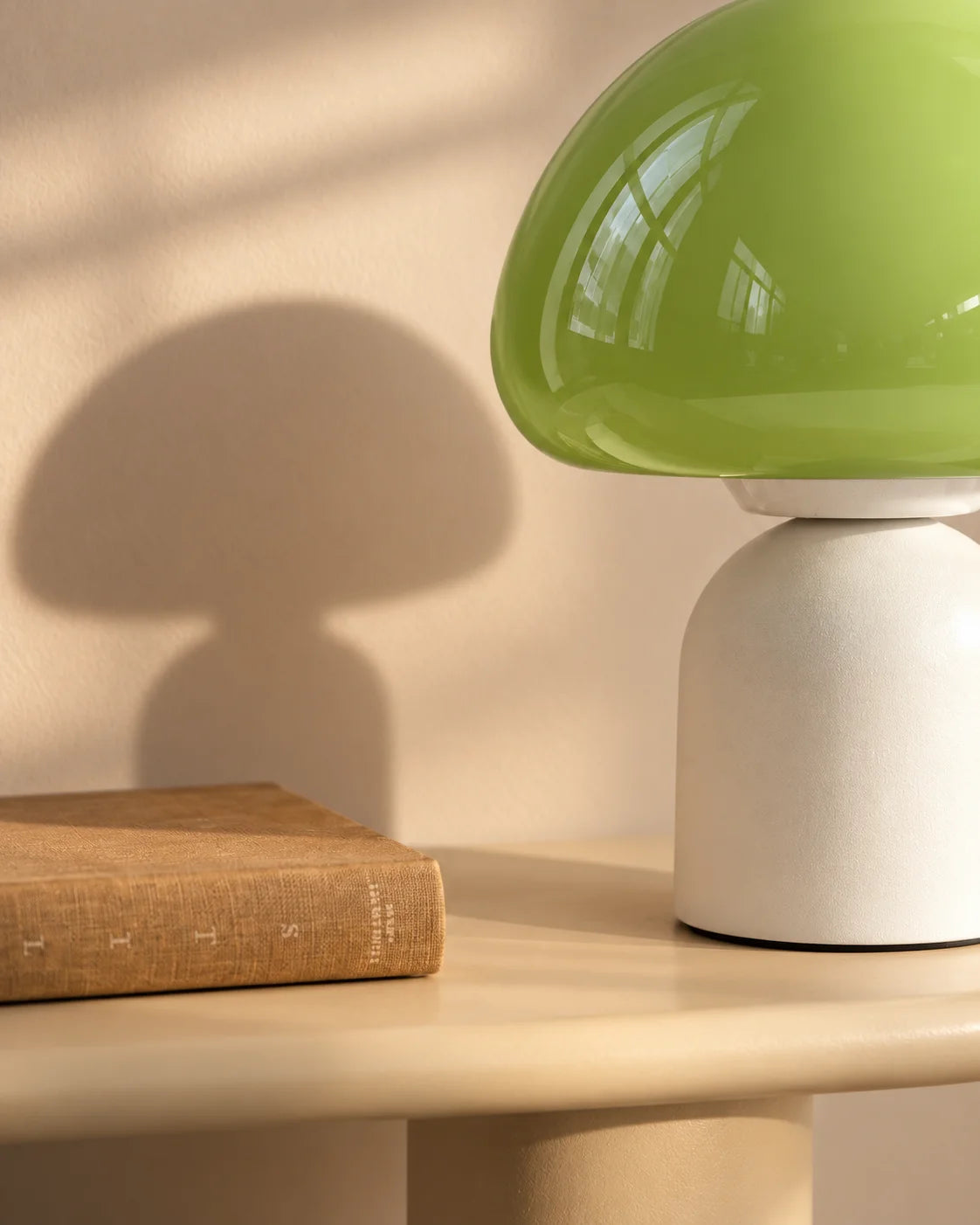 Lampe de chevet champignon tactile en verre vert pastel