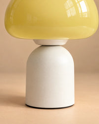 Lampe de chevet champignon tactile en verre jaune pastel