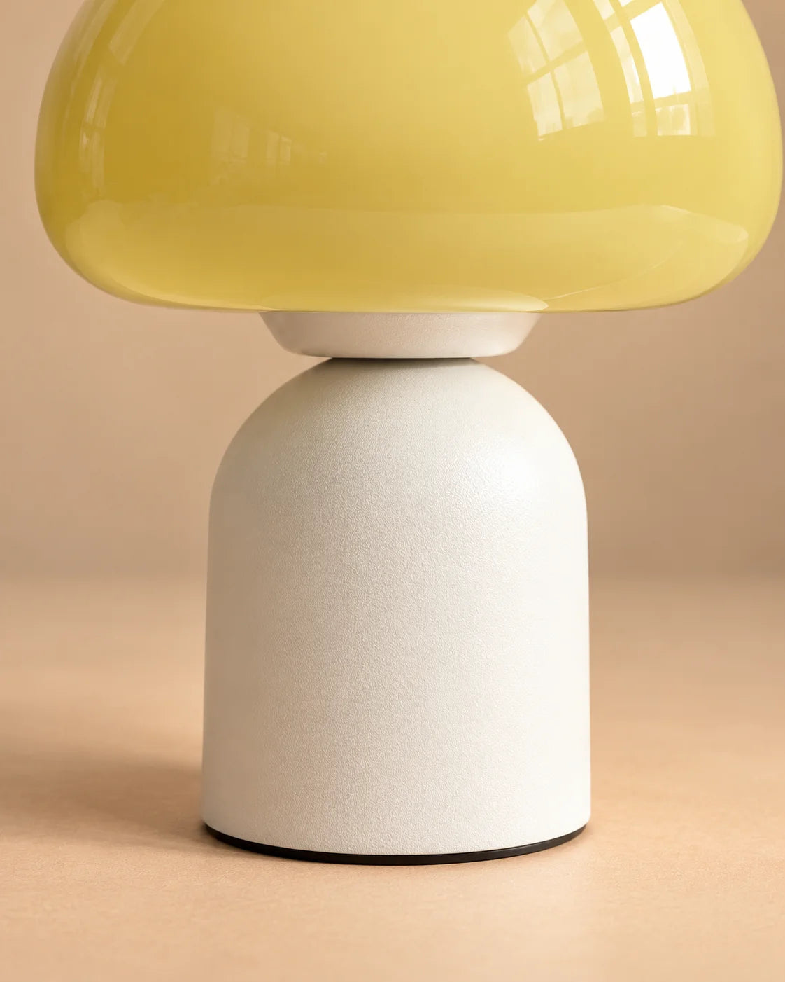 Lampe de chevet champignon tactile en verre jaune pastel