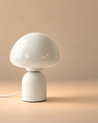 Lampe de chevet champignon tactile en verre blanc