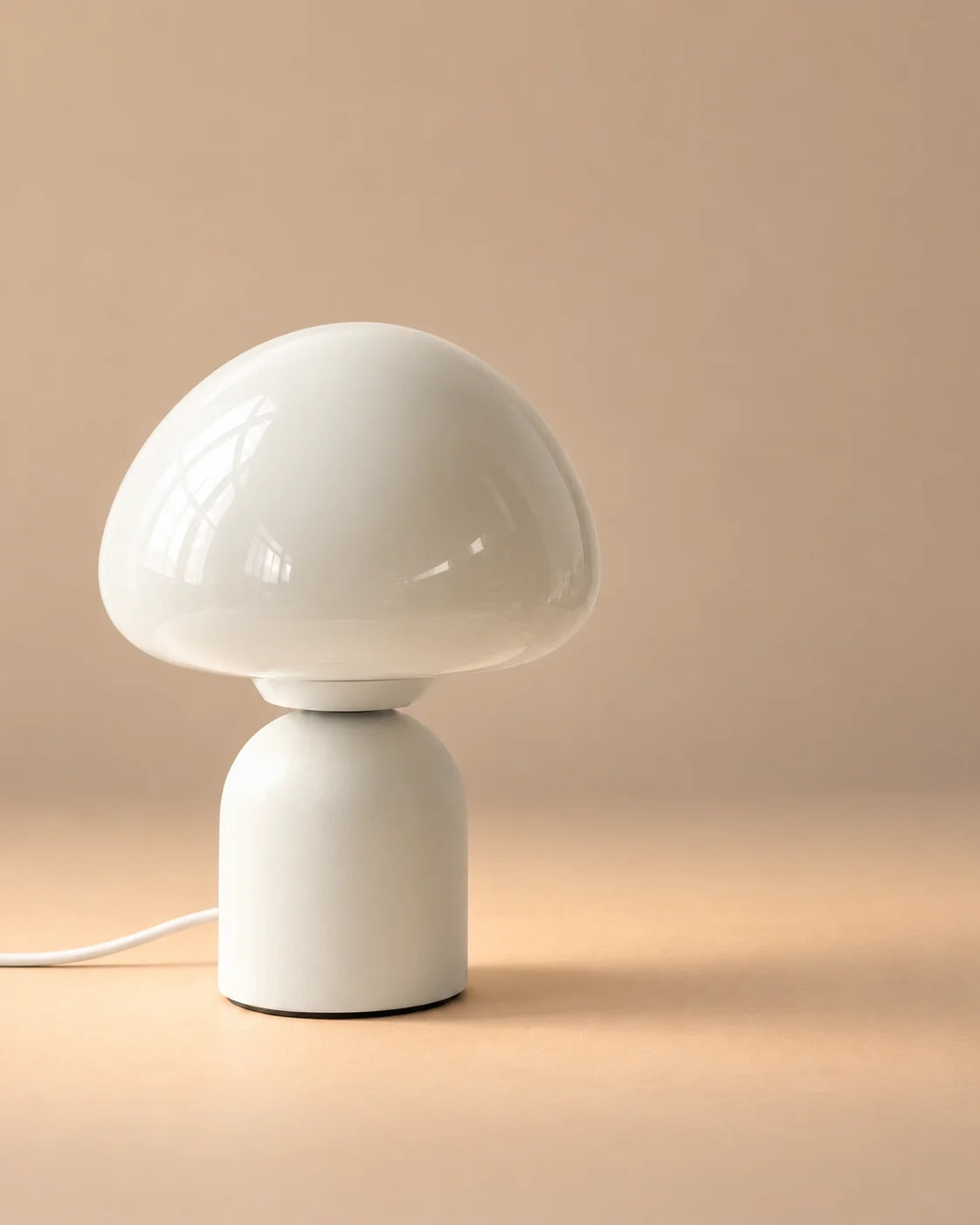 Lampe de chevet champignon tactile en verre blanc