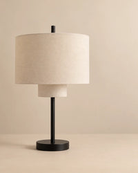 Lampe de chevet haute en lin à double abat-jour