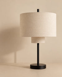 Lampe de chevet haute en lin à double abat-jour