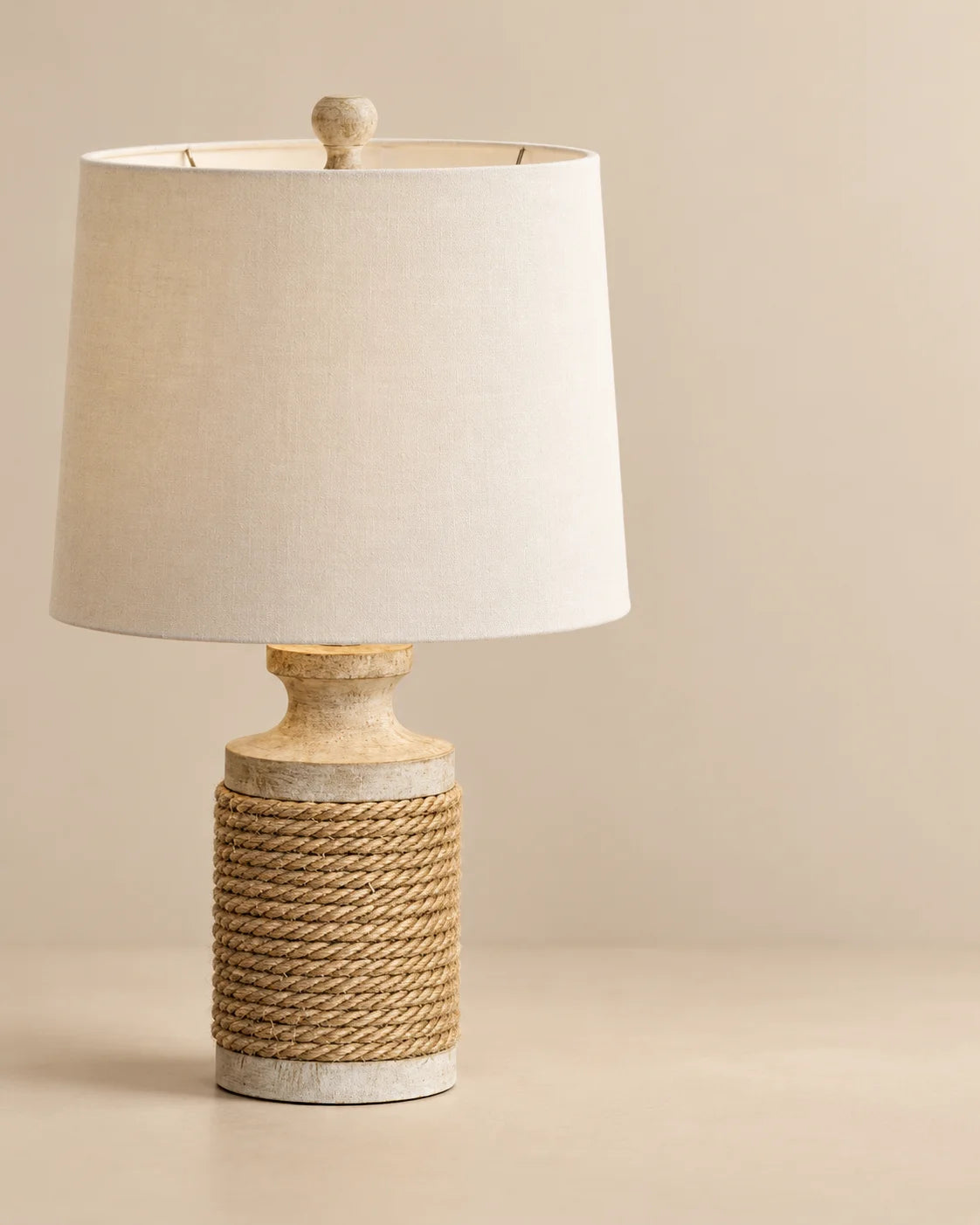 Lampe de chevet rustique en bois et corde