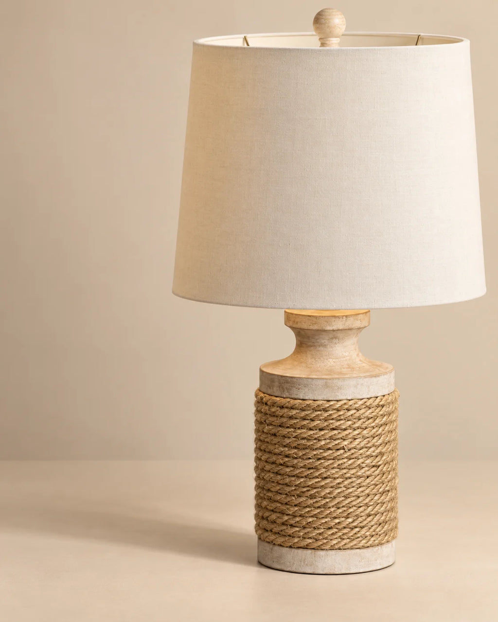 Lampe de chevet rustique en bois et corde