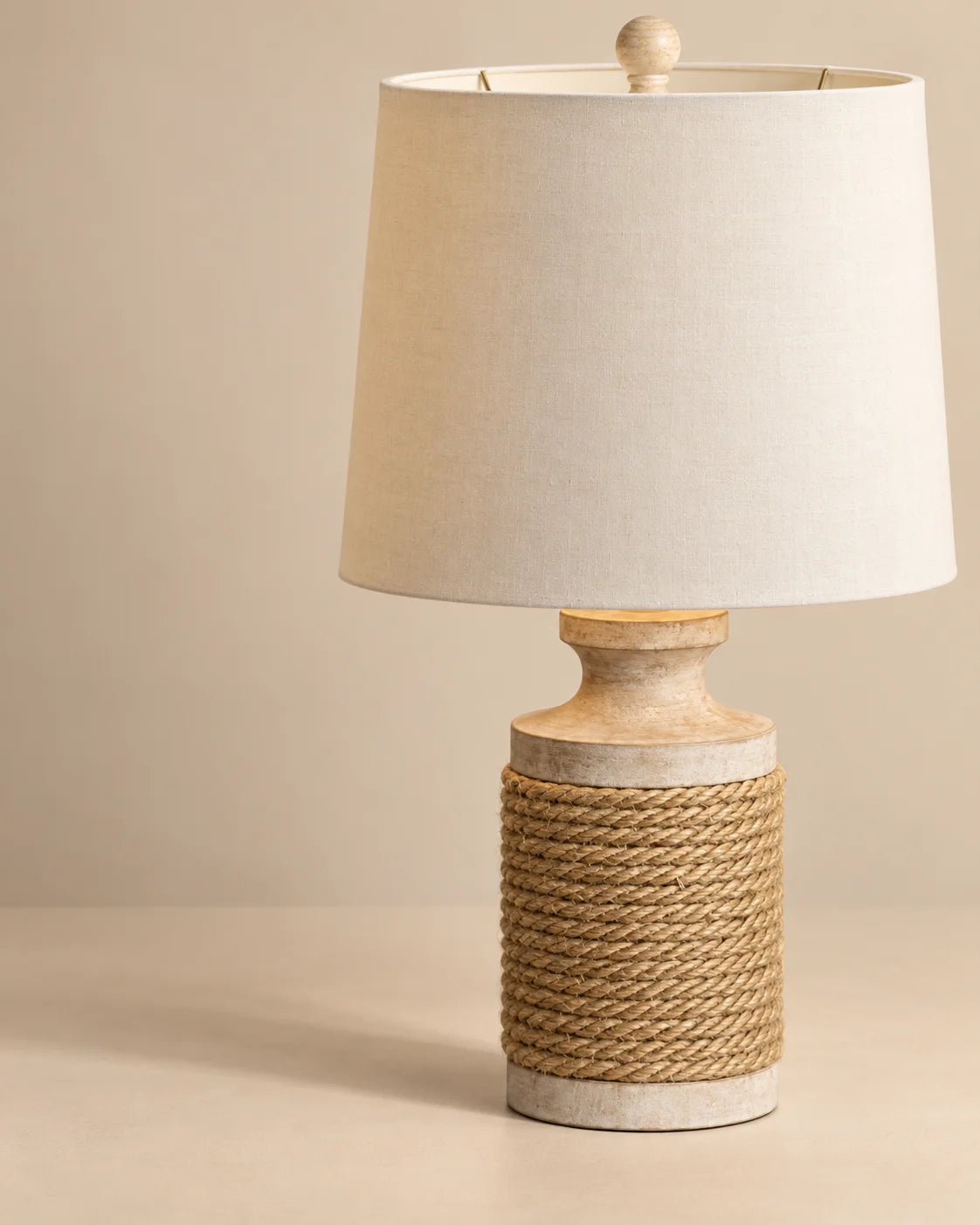 Lampe de chevet rustique en bois et corde