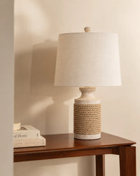 Lampe de chevet rustique en bois et corde