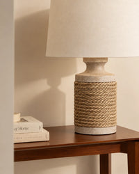 Lampe de chevet rustique en bois et corde