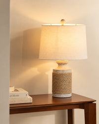 Lampe de chevet rustique en bois et corde