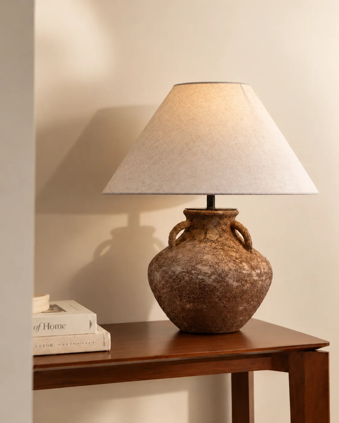 Lampe de chevet wabi sabi en poterie patinée