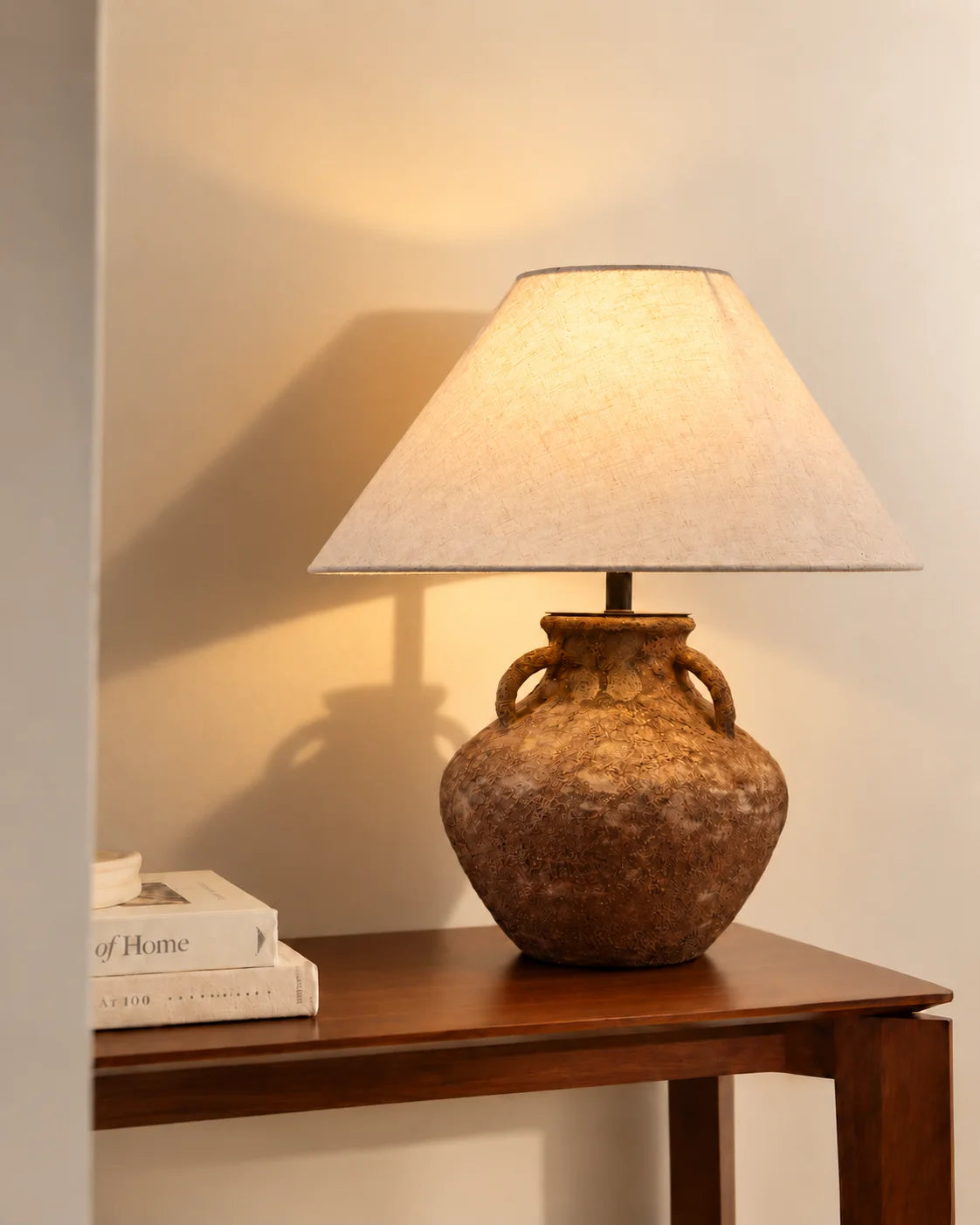 Lampe de chevet wabi sabi en poterie patinée