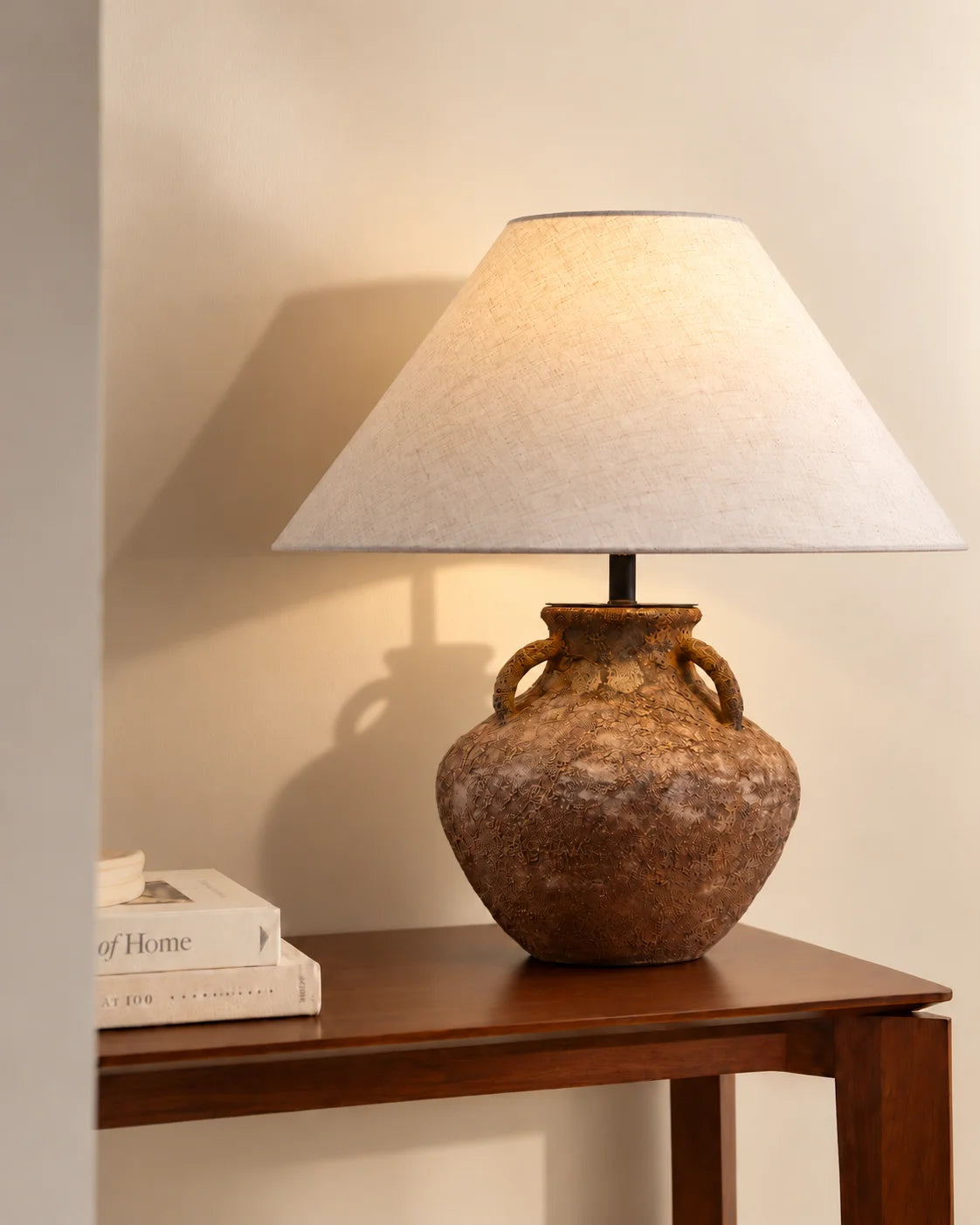 Lampe de chevet wabi sabi en poterie patinée
