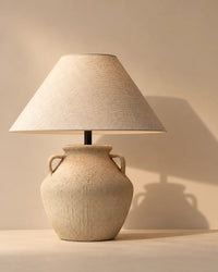 Lampe de chevet wabi sabi en céramique crème