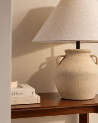 Lampe de chevet wabi sabi en céramique crème