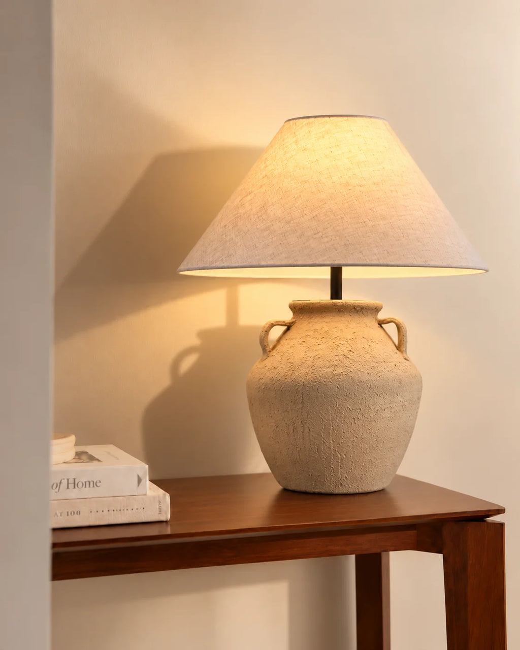 Lampe de chevet wabi sabi en céramique crème