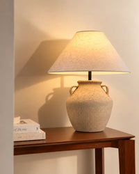 Lampe de chevet wabi sabi en céramique crème